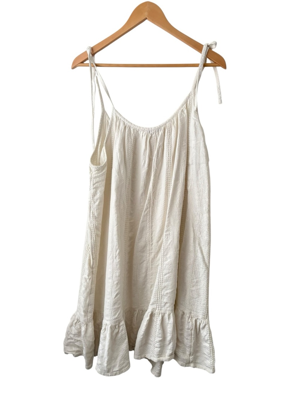 Madewell Lightestspun Tie Strap Ruffle Hem Cover-Up Dress in Lighthouse - Picture 6 of 11